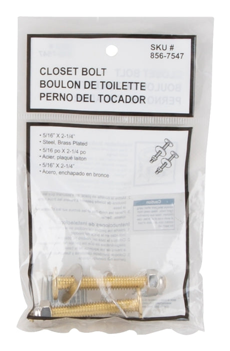 ProSource PMB-480 Bolt Set, Steel, Brass, For: Use to Attach Toilet to Flange