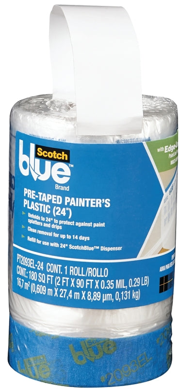 ScotchBlue PT2093EL-24 Painter's Tape, 0.35 mil Thick, 30 yd L, 24 in W, Crepe Paper Backing, Blue