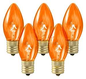 Hometown Holidays 16297 Light Bulb, 7 W, Intermediate Lamp Base, Incandescent Lamp, Transparent Orange Light, Pack of 20