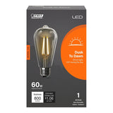 Feit Electric ST19CL927CA/DD/FILED Dusk-to-Dawn Filament LED Bulb, Straight Tubular, ST19 Lamp, E26 Lamp Base
