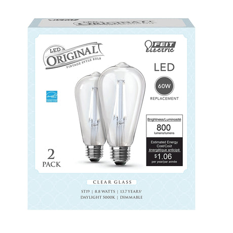 BULB LED ST19 DL CLEAR 5K 60W