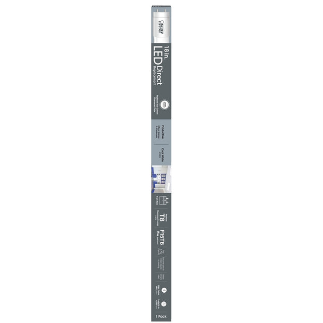 Feit Electric T818/840/LED Linear LED Tube, T8 Lamp, G13 Medium Lamp Base, Non-Dimmable, Cool White, 4000 K Color Temp