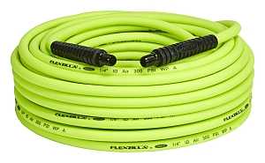 Flexzilla HFZ14100YW2 Premium Air Hose, 1/4 in ID, 100 ft L, MNPT, 300 psi Pressure, Polymer, Green