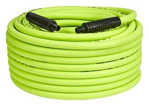 Flexzilla HFZ38100YW2 Premium Air Hose, 3/8 in ID, 100 ft L, MNPT, 300 psi Pressure, Polymer, Green