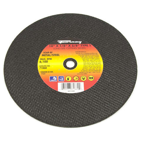 Forney 10 in. D X 5/8 in. Aluminum Oxide Metal Cutting Wheel 1 pc