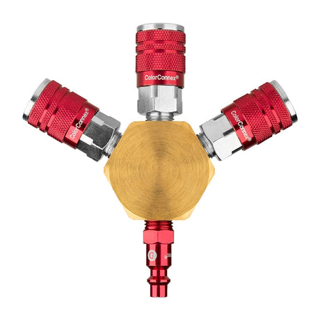 Legacy A84444-D Flat Hex Manifold, 1/4 in, MNPT x FNPT, Aluminum/Brass/Steel, Zinc