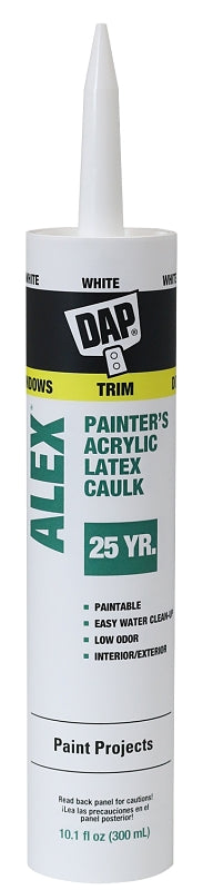 DAP 18670 Painter's Acrylic Latex Caulk, White, 40 to 100 deg F, 10.1 oz Cartridge, Pack of 12