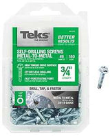 Teks 21312 Screw, #8 Thread, 3/4 in L, Coarse Thread, Hex Drive, Self-Drilling, Self-Tapping Point, Steel, Zinc, 180 PK