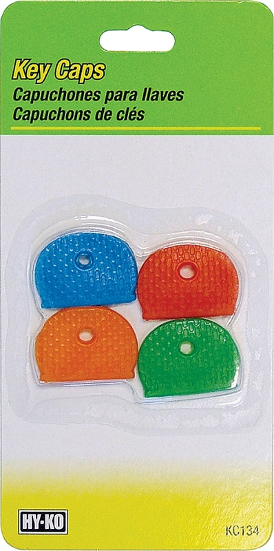 Hy-Ko KC134 Key Cap Set, Vinyl, Blue/Dark Green/Light Yellow/Red, Pack of 5