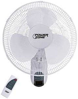 PowerZone FTW-40 Wall-Mount Fan, 120 V, 16 in Dia Blade, 3-Blade, 3-Speed, White