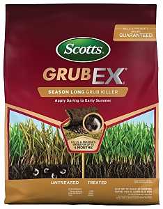 Scotts GrubEx1 99605 Season Long Grub Killer, Solid, Spreader Application, Lawns, 14.35 lb Bag