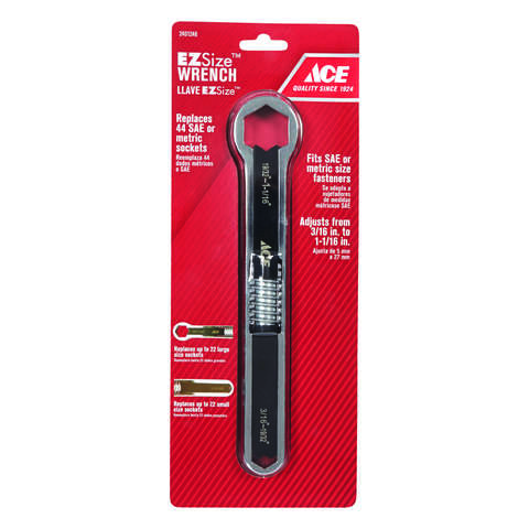 Ace EZSize 3/16 in. Metric and SAE Adjustable Wrench 10 in. L 1 pc