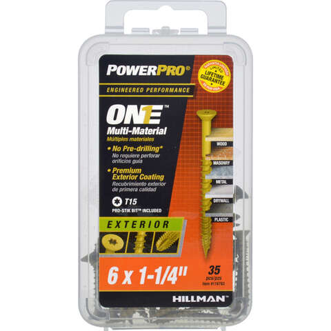 HILLMAN POWERPRO ONE No. 6 X 1-1/4 in. L Star Flat Head Coarse Multi-Material Screw, Pack of 5