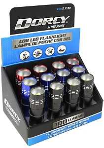 Dorcy 41-6245 Flashlight, AAA Battery, Alkaline Battery, LED Lamp, 23 Lumens, 50 m Beam Distance, 18 hr Run Time, Pack of 12