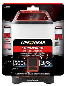 LifeGear 41-3760 Collapsible Lantern, LED Lamp, Plastic, Black/Red