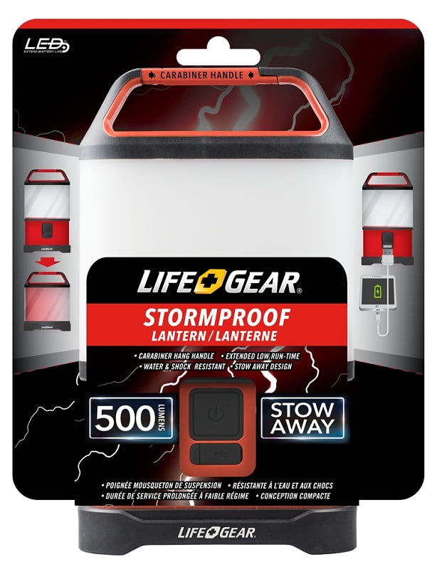 LifeGear 41-3760 Collapsible Lantern, LED Lamp, Plastic, Black/Red