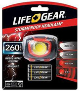 LifeGear 41-3765 Headlamp, AAA Battery, Alkaline Battery, LED Lamp, 260, 3 hr Run Time, Black/Red