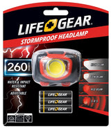 LifeGear 41-3765 Headlamp, AAA Battery, Alkaline Battery, LED Lamp, 260, 3 hr Run Time, Black/Red