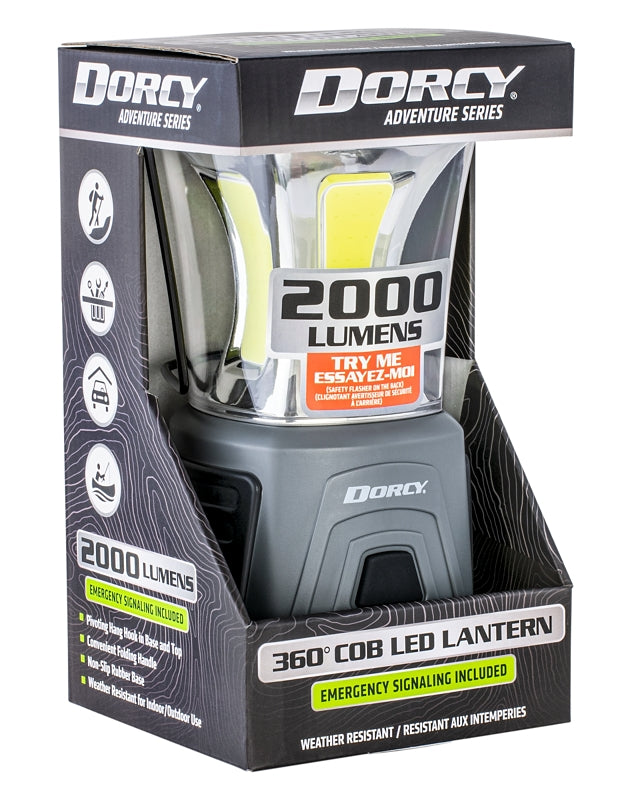 Dorcy Adventure Max Series 41-3119 Lantern with Emergency Signaling, D Battery, LED Lamp, 2000 Lumens Lumens, Black/Gray