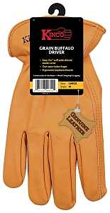 Kinco 81-L Gloves, Men's, L, Keystone Thumb, Easy-On Cuff, Grain Buffalo Leather, Gold