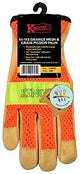 Kinco 909-M Gloves, Men's, M, Keystone Thumb, Shirred Elastic Cuff, Nylon/Polyester, High-Visibility Orange