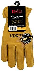 Kinco 97-L Gloves, Men's, L, Keystone Thumb, Shirred Elastic Cuff, Cowhide Leather, Gold