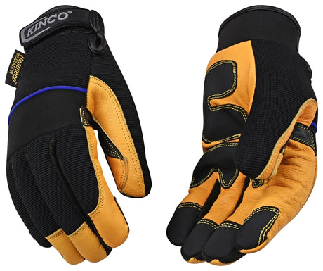 KincoPro 102HK-M Safety Gloves, M, Gold, Men's, Wing Thumb, Hook and Loop, Polyester/Spandex