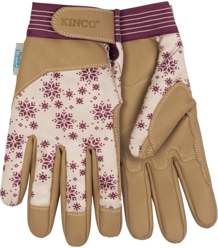 KincoPro 2002HKPW-M Gloves, Women's, M, Angled Wing Thumb, Pull Strap Cuff, Polyester/Polyurethane, Tan