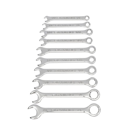 GearWrench 86560 Midget Wrench Set, 10-Piece, Alloy Steel, Full Polish Chrome