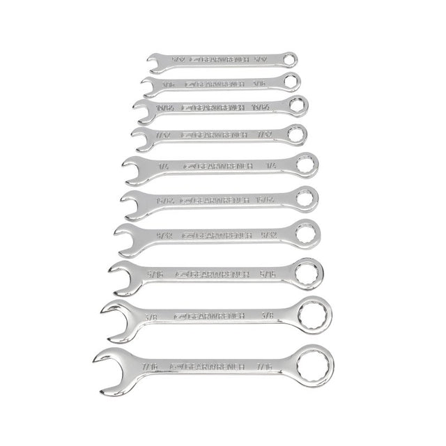 GearWrench 86560 Midget Wrench Set, 10-Piece, Alloy Steel, Full Polish Chrome