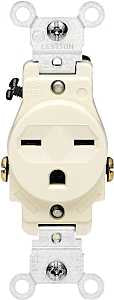 Leviton 061-05029-00I Single Receptacle, 2 -Pole, 250 V, 15 A, NEMA: NEMA 6-15R, Ivory