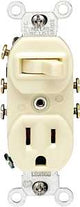 Leviton 031-05245-00I Combination Switch/Receptacle, 1 -Pole, 15 A, 120 V Switch, 125 V Receptacle, Ivory