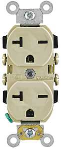 Leviton 051-05822-00I Single Receptacle, 2 -Pole, 250 V, 20 A, NEMA: NEMA 6-20R, Ivory