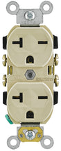 Leviton 051-05822-00I Single Receptacle, 2 -Pole, 250 V, 20 A, NEMA: NEMA 6-20R, Ivory