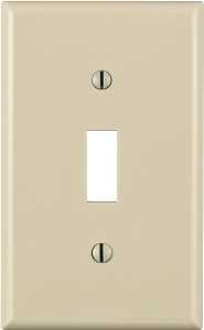 Leviton 024-80701-00T Wallplate, 4-1/2 in L, 2-3/4 in W, 1 -Gang, Nylon, Light Almond, Smooth