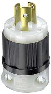 Leviton 4720-C Locking Plug, 2 -Pole, 15 A, 125 VAC, NEMA: NEMA L5-15P, Black/White