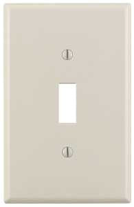 Leviton 00PJ1-00T Switch Wallplate, 4-7/8 in L, 3-1/8 in W, 1 -Gang, Nylon, Light Almond