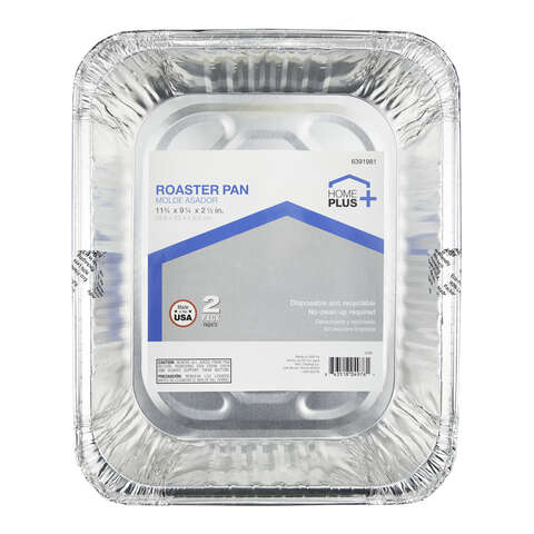 Home Plus Durable Foil 9-1/4 in. W X 11-3/4 in. L Roaster Pan Silver 2 pk, Pack of 12