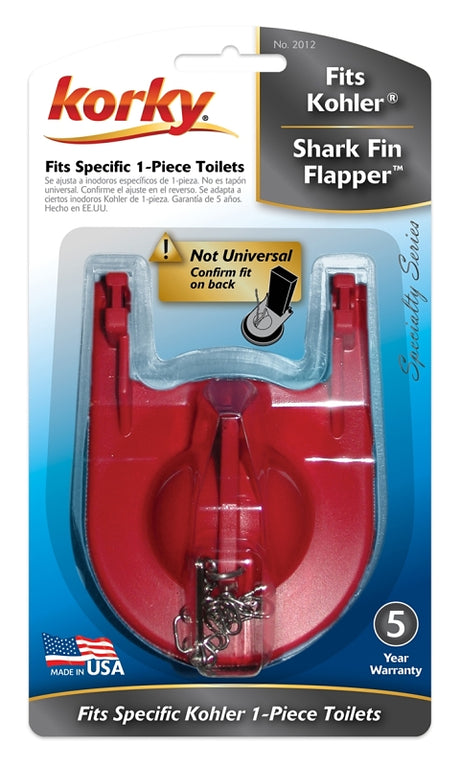 Korky 2012BP Toilet Flapper, Chlorazone Rubber, Red