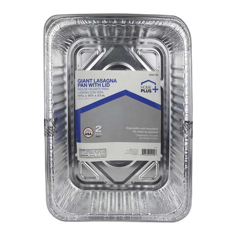 Home Plus Durable Foil 10-5/8 in. W X 14-7/16 in. L Lasagna Pan Silver 2 pc, Pack of 12