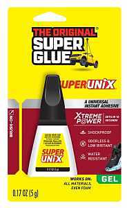 Superglue Corp Superunix 11710527 Universal Instant Adhesive, Liquid, Characteristic, Clear/Transparent, 5 g, Tube