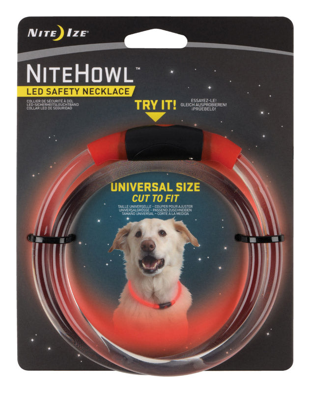 Nite Ize NITEHOWL NHO-10-R3 Safety Necklace, 12 to 27 in Neck, 0.3 in W Collar, Polymer, Red