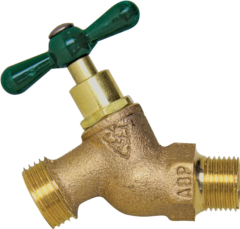 Arrowhead Brass 351LF Straight Hose Bibb, 3/4 in Connection, MIP x Male Hose Thread, 125 psi Pressure, Bronze Alloy Body