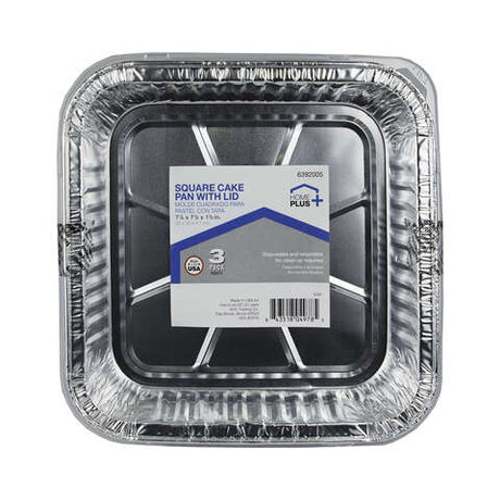 Home Plus Durable Foil 7-7/8 in. W X 7-7/8 in. L Cake Pan Silver 3 pk, Pack of 12