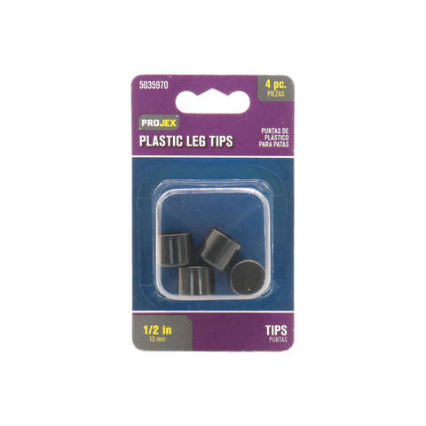 Projex Plastic Leg Tip Black Round 1/2 in. W 4 pk