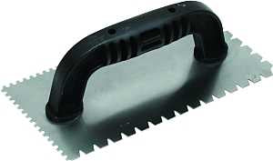 QLT 238 Trowel, 9 in L, 4 in W, Flat V and U Notch