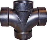 Canplas 102185BC Double Sanitary Cross, 4 in, Hub, ABS, Black