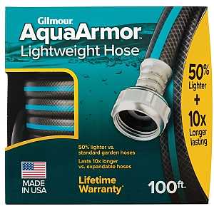 Gilmour Mfg 869001-1001 Lightweight Garden Hose, 100 ft L, Plastic, Black