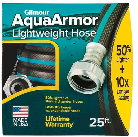 Gilmour Mfg 869251-1001 Lightweight Garden Hose, 25 ft L, Plastic, Black