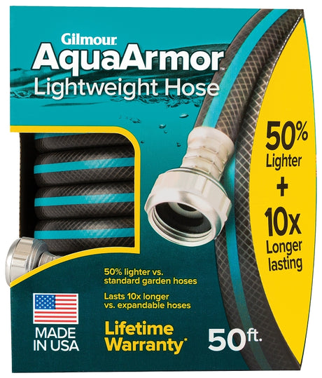 Gilmour Mfg 869501-1001 Lightweight Garden Hose, 50 ft L, Plastic, Black